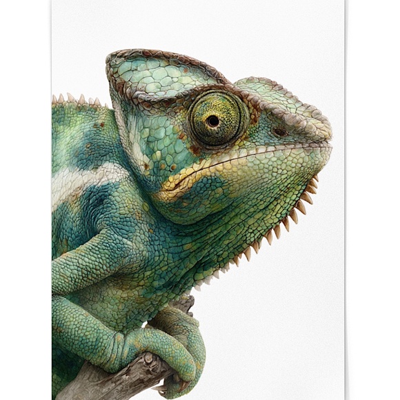 Watercolor Chameleon Wall Art Print Unframed - Vibrant Tropical Elegance - Picture 3 of 6